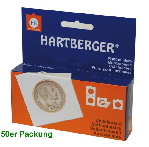 Preisvergleich Produktbild 50 x 20 mm Hartberger Münzrähmchen Coinholder selbstklebend self adhesive