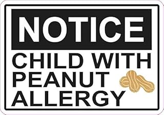 StickerTalk Notice Child with Peanut Allergy Vinyl Sticker, 5 inches by 3.5 inches