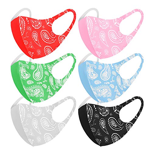 Washable Cloth 3D Face Mask Reusable and Adjustable Protective Fabric Face Cover Multi Design Camo Paisley (Paisley and Lux Mix Set of 6)