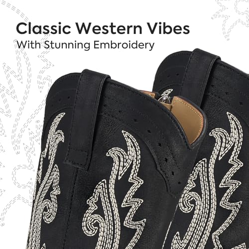 Rollda Girls Cowgirl Boots Kids Cowboy Boots Square Toe Girls Western Boots for Toddler/Little Kid/Big Kid3