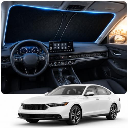 Image of [2026 Upgraded] DooGooCoo Windshield Sun Shade for Honda Accord 2023-2025 2026 [Cooling Ice-Crystal, 100% Sun Block ] Sunshade for Car Windshield for Honda Accord Sun Shade, Custom Fit for Accord.