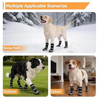 Dimicoo Dog Shoes,Waterproof Dog Boots for Winter,Anti-Slip Dog Snow Booties for Large Small Medium Dogs,Reflective Paw Protectors for Outdoor Walking Hiking