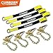 cureder Cureder Car Tie Down Straps for Trailers with Heavy Duty Chain Anchors (4 PK) - 2 Inch x 10 Feet - 3,300 lbs Safe Working Load, Wheel Straps for Hauling Cars,Tire Straps for a Car Trailer