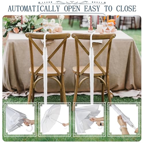 8 Pack Wedding Umbrella Bulk, Windproof Large Rain Umbrella, Strong Fiberglass Frame, Auto Open Wedding Umbrellas for Guests Bride Groom Photography Friend Gift4