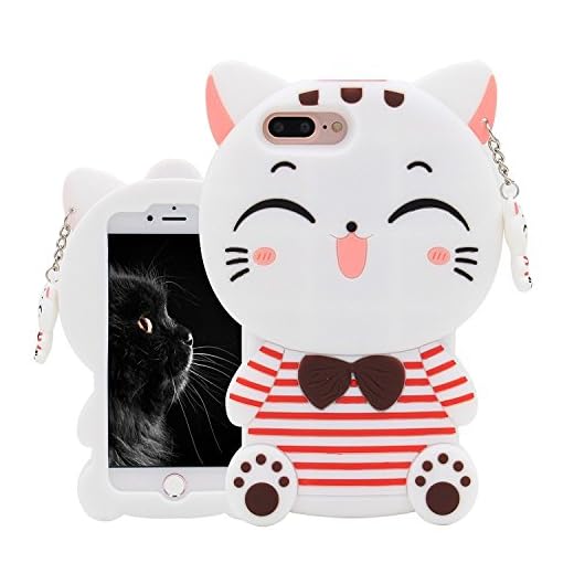 Joyleop White Cat Kitty Case for iPod Touch 6 5 Generation,Cute 3D Cartoon Animal Cover,Kids Girls Soft Silicone Gel Rubber Kawaii Fun Cool Unique Character Skin Protector Cases Touch 5th 6th Gen