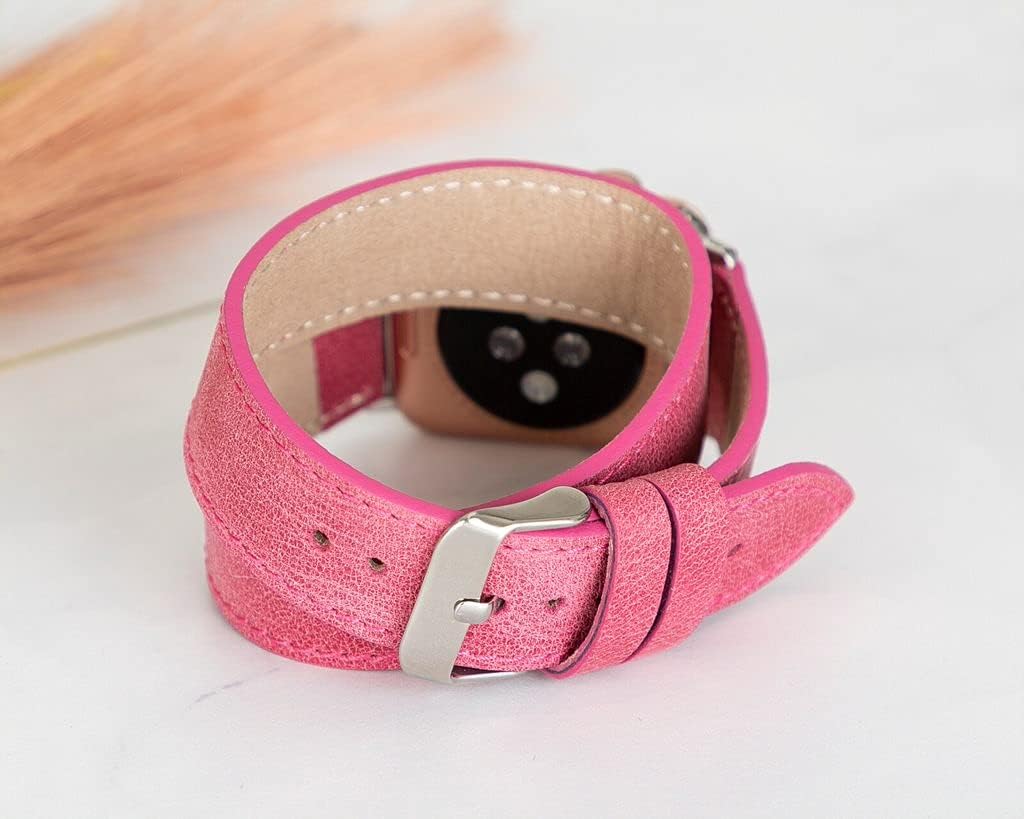 HARDISTON Apple Watch Band 38mm 40mm 41mm 42mm 44mm 45mm for men & women, Handmade Genuine Leather, Double Tour Watch Band Compatible with iWatch Series 7 6 5 4 3 2 1 SE, Wrist Bracelet Strap