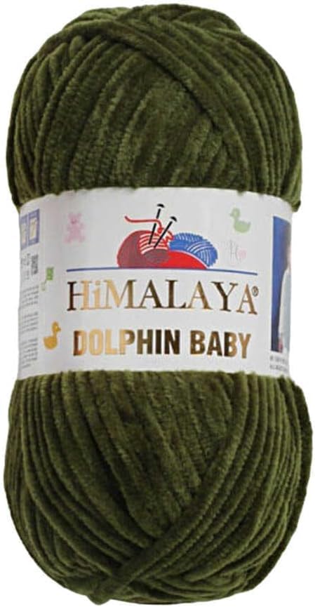 Himalaya Dolphin Baby Yarn Each Skein 100gr 120m Super Bulky Yarn for Knitting&Crocheting Ideal for Cardigans Shawls Blankets Hats and Home Textiles (1, 80361 Khaki) — image 1