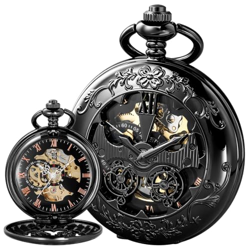 Image of Pocket Watch Vintage Mechanical Pocket Watches with Chain Christmas Graduation Birthday Gifts Father's Day