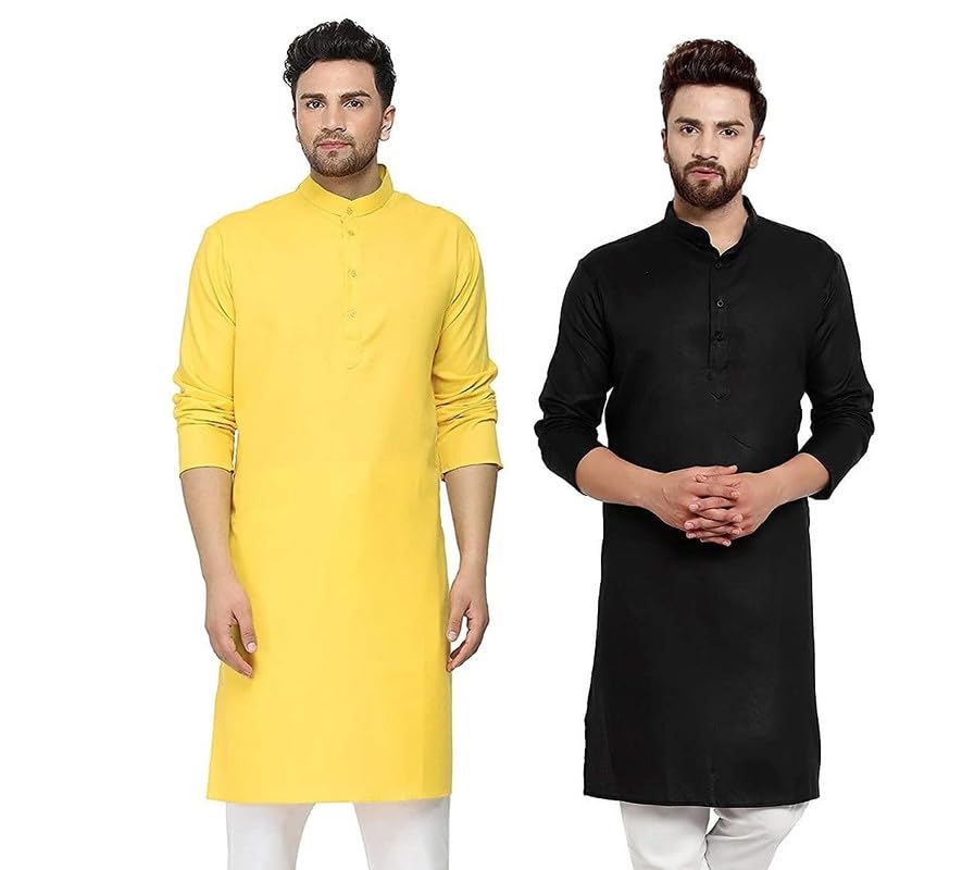 Image of WESTCORE Men's Cotton Kurta Combo - Pack of 2 | Traditional Ethnic Wear for Festivals & Celebrations