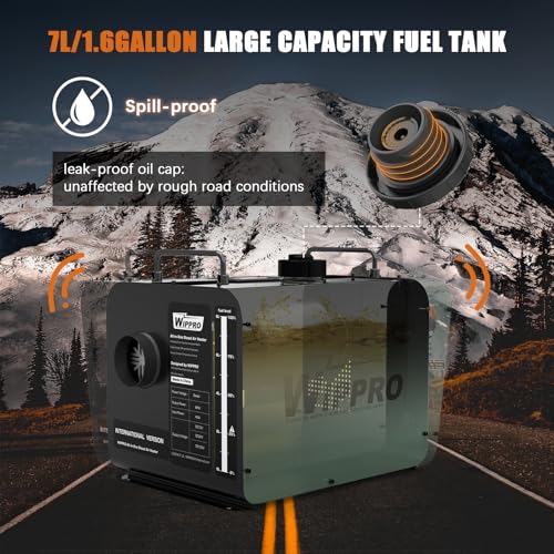 Diesel Heater 8KW 12V/24V/110V, 1.6Gal Diesel Air Heater with LCD Switch, Remote Control for Campers, Car, RV Truck, Boat, Campervans, Caravans, Green (Military Green)