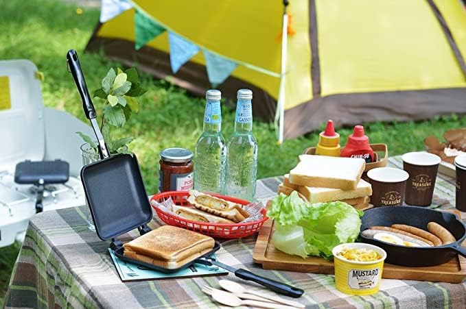 Panini Press Hot Sandwich Maker Non-Stick Panini Grill Pan with Handle Aluminum Flip Pan for Home and Outdoor Camping, 1 Pack - Image 6