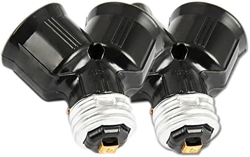 E26/E27 to 2×E26/E27 Light Bulb Socket Splitters For LED CFL and Standard Bulbs, Light Socket Converter and adapter, Pack of 2
