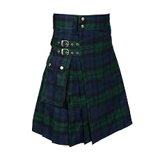 Tartan Utility Kilts for Men Tartan Kilt with Straps and Large Cargo Pockets