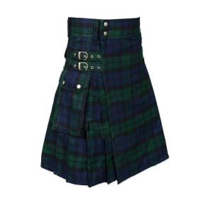 Tartan Utility Kilts for Men Tartan Kilt with Straps and Large Cargo Pockets