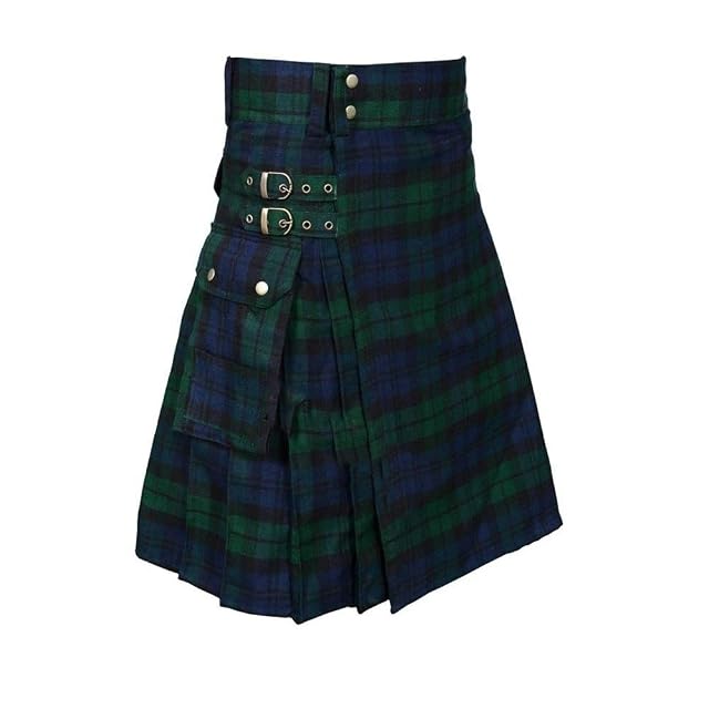 Tartan Utility Kilts for Men Tartan Kilt with Straps and Large Cargo Pockets