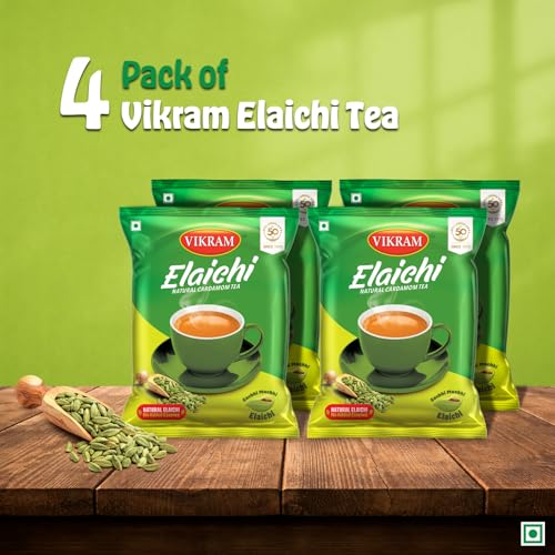 Image of VIKRAM Elaichi CTC Tea | 100% Natural Ground Cardamom blended with Assam Tea | Flavorful, and Aromatic Blend Perfect for a Bold and Refreshing Brew | No Added Essence (250g Pack of 4) - 1Kg