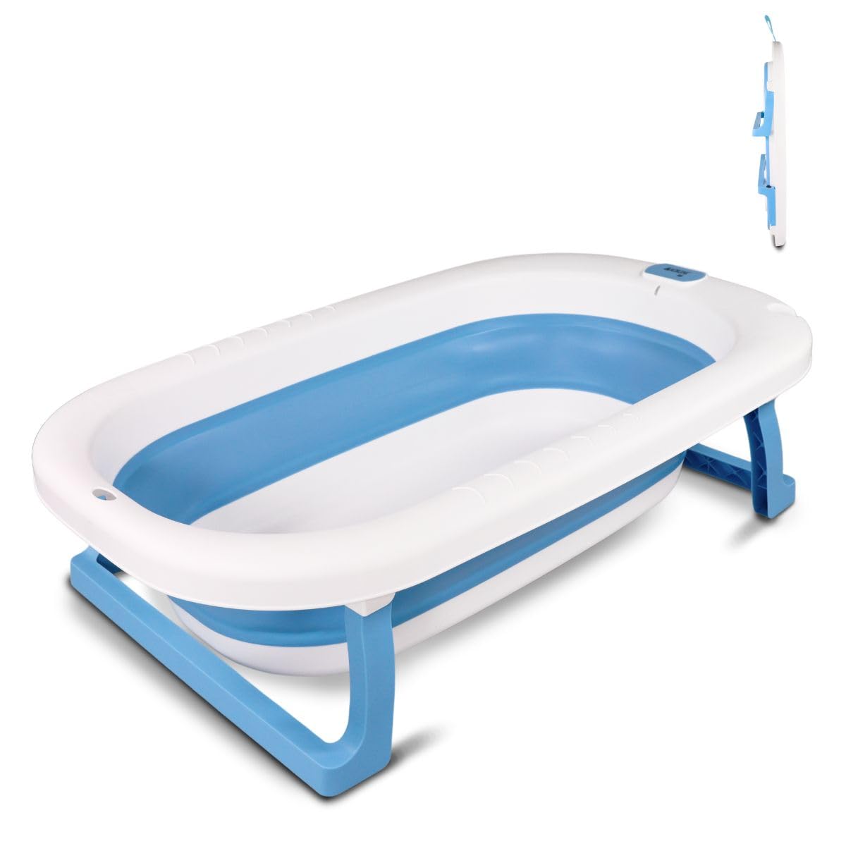 Mobiclinic® kids, Vaschetta bagnetto neonato, Pieghevole, Bubba, Design interno antiscivolo, Facile trasportare, Maniglia per appenderla, Include tubo di drenaggio, Piedini, Sicuro, Blu