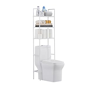LIUBEI Mueble Baño sobre Inodoro, Estanteria Baño WC 3 Estantes Regulables Mueble Lavadora Ahorra Espacio Estanterias Almacenaje Blanco