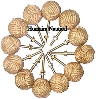 Samara NauticalLot Of 12 Knotty Door knobs - Nautical Drawer pulls - Jute Rope rawer pulls