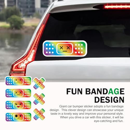 Image of 7-Piece Funny Car Bandaid Stickers, Waterproof Band Aid Decals with 2 Shapes, Cute Cartoon Bandage Decal, Universal Scratch Cover Bumper Stickers (Multicolor)