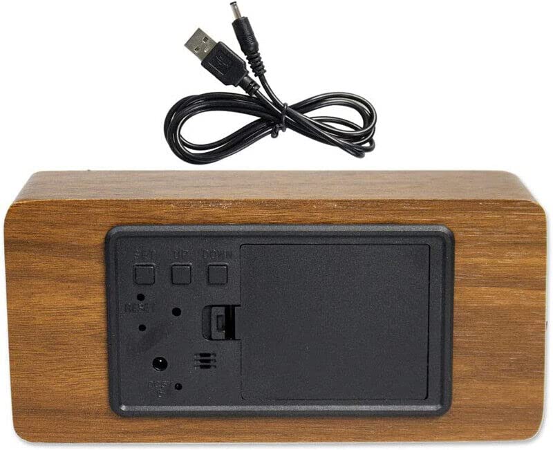 AntDau71 Alarm Clock for Bedside Table Brown, 15 cm x 7 cm x 4 cm - Image 2