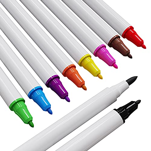 Food Coloring Pens, EISHION Food Coloring Markers Thick Pens Double Sided 10Pcs Fine Tip Gourmet Writers for Decorating Cakes Fondant Easter Eggs Frosting Drawing Painting Writing /9 Colors