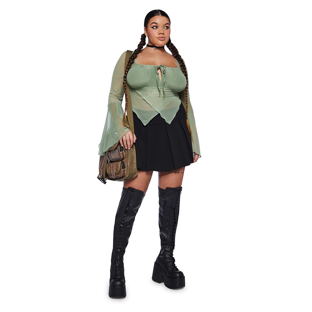 Dolls Kill Wicked Scholar Pleated Mini Skirt by Current Mood - Skit with A-Line Fit and Elasticized Waist: XX-Small Black