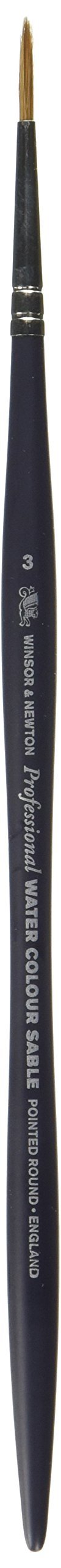 Winsor & Newton Artists Kolinsky Sable Artist Water Colour Brush Round, Birch Wood, transparent, Spitz & Rundpinsel Nr. 3-2,1 mm - kurzer Stiel
