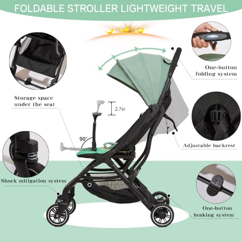 Image of Cool Kids Superb Lightweight Travel Stroller, Compact One-Hand Fold Buggy | Need an airplane approved toddler stroller? Slide folded turtle pram like rolling luggage through airport security.