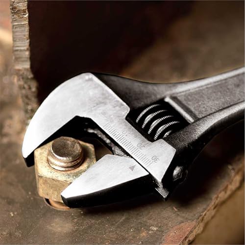 Image of Adjustable Wrench 250mm (10 Inch) - Universal Wrench for All Nut Sizes, Black forzed Finish, Precision Laser Scale, Ideal for Home, Garage & Plumbing Work