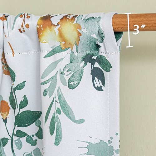 Image of MYSKY HOME Floral Kitchen Tier Cafe Curtains 36 Inch Length 2 Panels Privacy Small Window Treatments Rod Pocket for Bathroom Basement, Yellow and Green, 30 inch Wide Each Panel