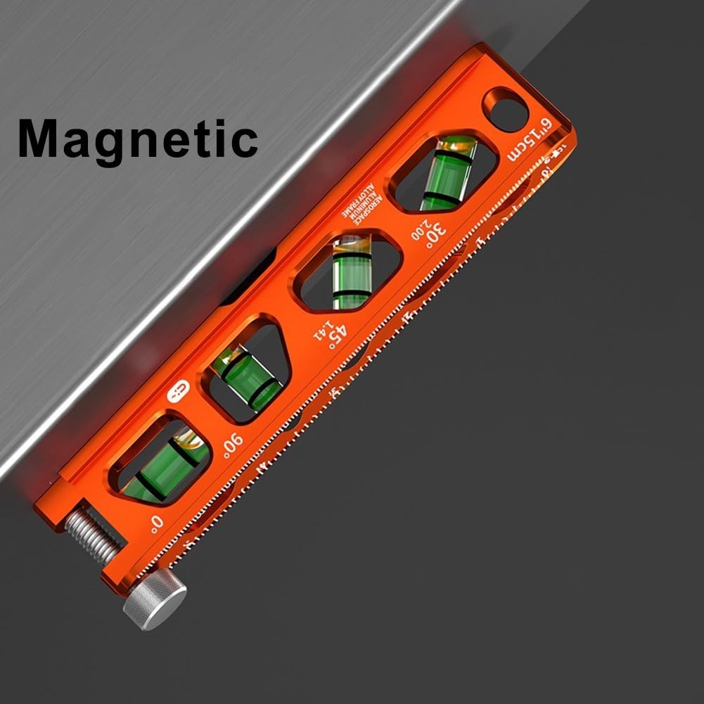 6 pulgadas para mini nivel, alto para nivel de torpedo con escala magnética de ranura en V para tuberías y metalurgia (naranja)