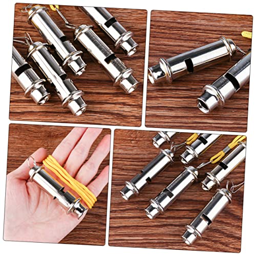 3 silbatos de emergencia de acero inoxidable con cuerda miniatura 3