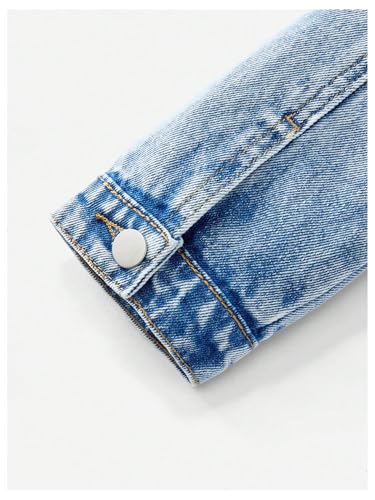 Girl's Denim Jacket Button Down Long Sleeve Jean Outerwear Coat Streetwear3