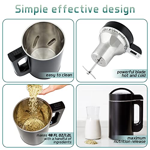 Nut Milk Maker Machine • 40Oz • Make Delicious And Healthy Plant Milks In Minutes With Press Of A Button • Oat, Almond, Soy, Coconut, Cashew, Macadamia, Hemp And More • 6-In-1 Multi-Functional (Also Makes Soups, Smoothies, Juices, Hot Remedies, Porridges And More) • Easy Clean And Auto Clean #TOP2