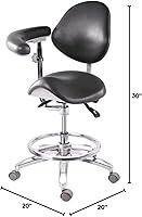 Vista 2 de Silla de silla de montar taburete de oficina Dentist's Doctor's Assistant's Deluxe Chair PU Leather