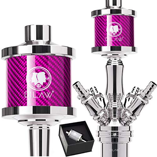 DILAW® Shisha DX1 Carbon Molassefänger Edelstahl Wasserpfeife, Vorkühler-Aufsatz für(Schliff 18/8) Zubehör Farbe Pink