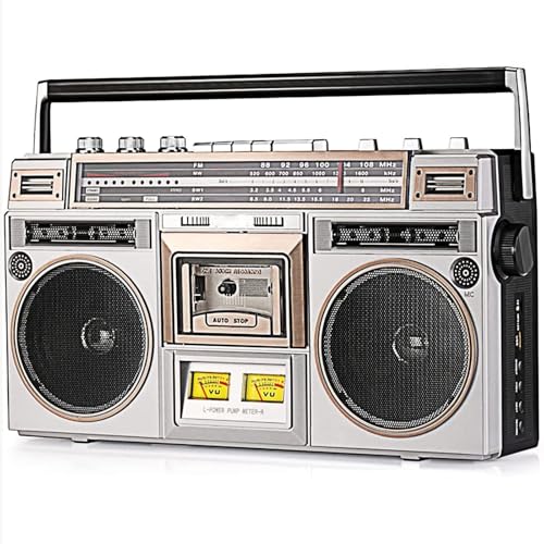 Lecteur CD Rétro Années 80 avec Radio AM/FM et Lecteur Cassette Portable
