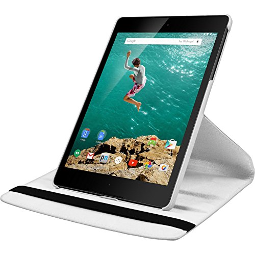PhoneNatic Cubierta de Cuero Artificial Compatible con Google HTC Nexus 9 360° Blanco   Cover Cubierta + Protector de Pantalla