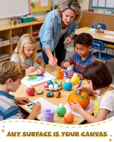 JUPITEARTH 10 Colors Washable Paint Set for Kids Ages 3-6, 4.06oz(120ml), Non-Toxic, Includes Brushes, Cups and Apron, Creative Gift for Toddlers and Preschoolers — view 6