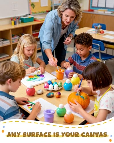 JUPITEARTH 6 Colors Washable Paint Set for Kids Ages 3-6, 4.06oz(120ml), Non-Toxic, Includes Brushes, Cups and Apron, Creative Gift for Toddlers and Preschoolers - Image 8