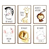 ED-Lumos Set de 6 láminas Juego de 6 imágenes para habitación de bebé Póster para habitación infantil A4 21cm x 29.7cm Sin Marco Animales