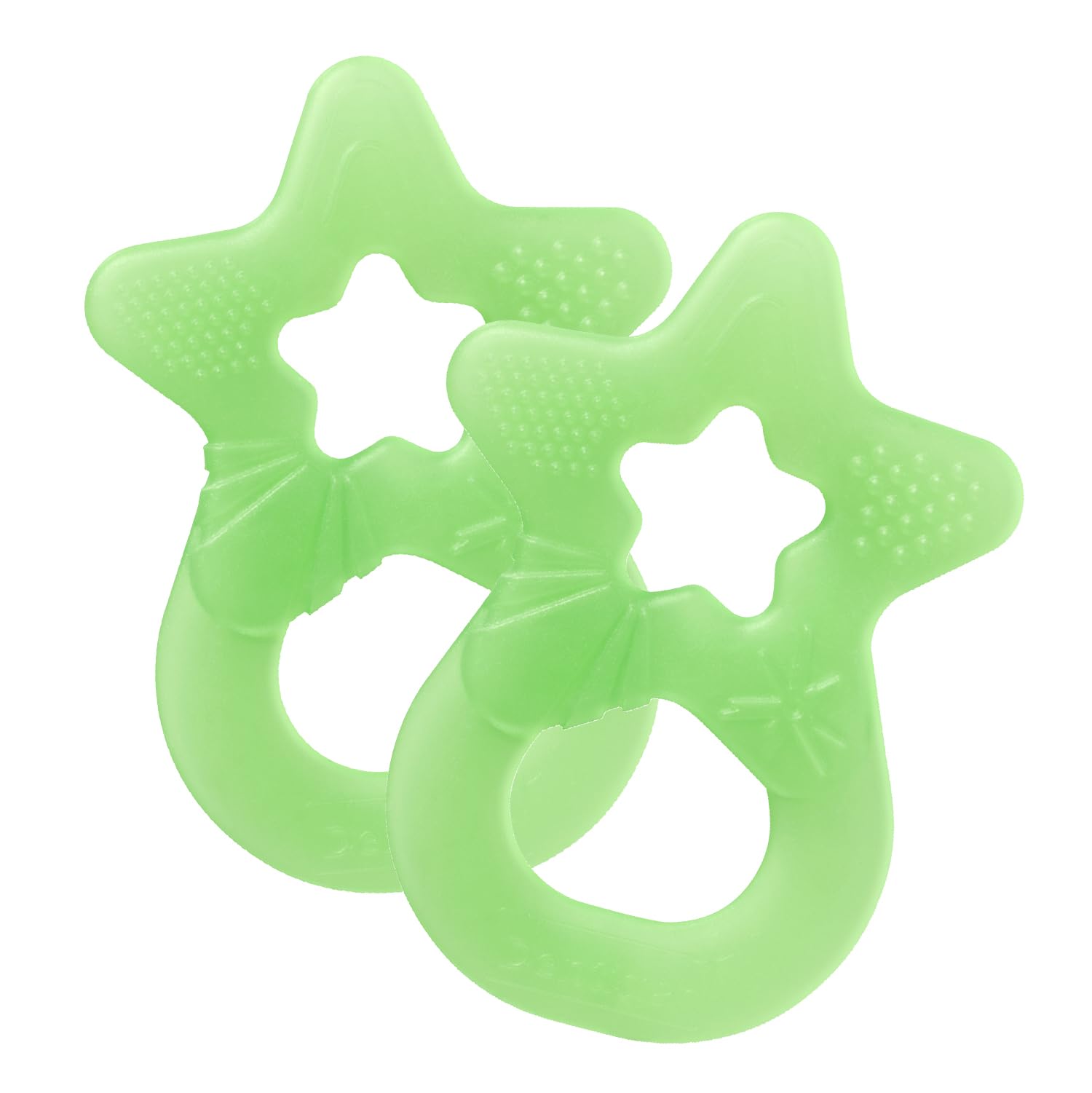 dentistar Beißring 2er-Set – Teether für Babys & Kleinkinder ab 3 Monate – Baby Beißring mit Griff aus weichem Material zur Zahnungshilfe & Massage – Made in Germany – Hellgrün