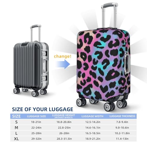Neon Leopard Grain Print Suitcase Covers Protectors, Luggage Covers For 18~32" Suitcase, Accessories Washable Elastic Luggage Protective Cover4