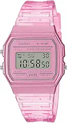 Casio Série F91W | Relógio digital | Resistente à água | Luz LED | Cronômetro de 1/100 SEC | Tempo regular (HR, min, SEC, PM, data, dia) | Alarme diário | Leve | Bateria de 7 anos
