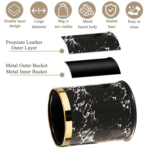 Image of Metal Trash Can, Double-Walled Waste Basket Hides The Trash Bag, Open Top Round Garbage Can Small Trash Bin for Bathroom, Kitchen, Bedroom, Toilet, etc.