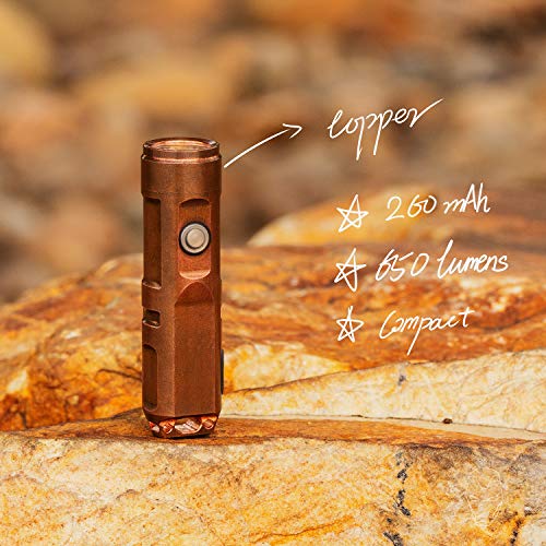 RovyVon A9 Copper Mini LED Flashlight, 650 Lumens, Cree XP-G3 USB Rechargeable flashlight