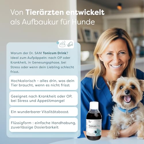 Dr. SAM Tonicum Dog Astronautenkost – flüssige Aufbau-Kur bei Appetitlosigkeit, mit Vitaminen, Proteinen & Spurenelementen, unterstützt Hunde nach Krankheit, OP oder Magen-Darm-Beschwerden, 280ml