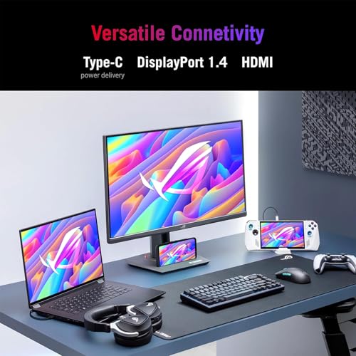 Image of ASUS ROG Strix 27 inch Gaming Monitor, QHD (2560x1440), Fast IPS, 180Hz,1ms, 133% sRGB, NVIDIA G-Sync, HDR400, ELMB Sync, Flicker-Free, VESA Mountable, USB-C, 1xDisplayPort 1.4, 1xHDMI 2.0, Tripod Socket