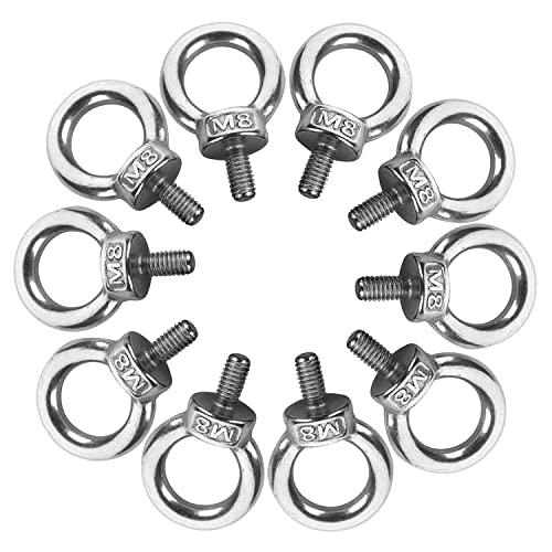 Image of 10Pcs 304 Stainless Steel M8 Male Thread Machinery Shoulder Lifting Ring Eye Bolt